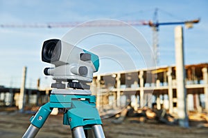 Surveyor equipment at construction site