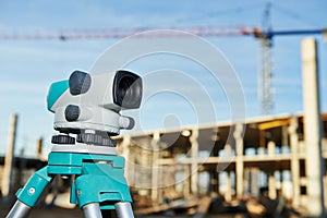 Surveyor equipment at construction site
