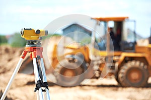 Surveyor equipment level at construction site