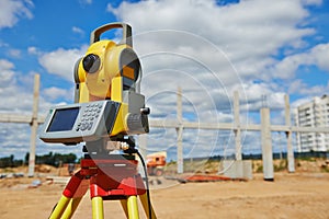 Surveyor equipment theodolie outdoors