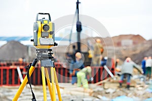 Surveyor equipment theodolite at photo