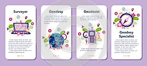 Surveyor mobile application banner set. Geodesy science , land