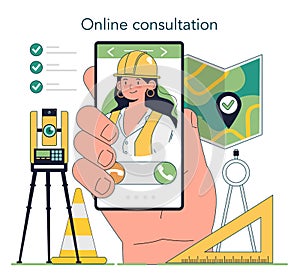 Surveyor online service or platform. Land surveying technology,