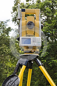 Surveyor's Robotic Total Station in the Field