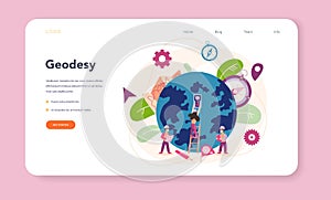 Surveyor web banner or landing page. Geodesy science , land