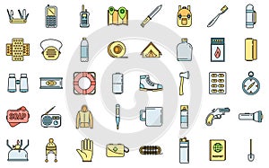 Survival activity icons set vector color