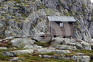 Survival cabin on the way to Trolltunga, Hordaland county, Norway