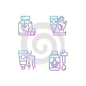 Survival first aid kit gradient linear vector icons set