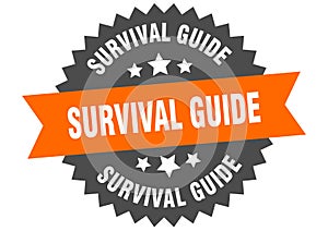 survival guide sign. survival guide round isolated ribbon label.