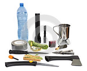 Survival kit with emergency supplies photo