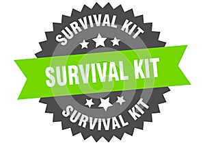 survival kit sign. survival kit round isolated ribbon label.