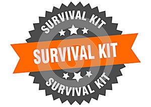 survival kit sign. survival kit round isolated ribbon label.