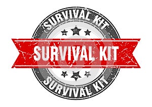 survival kit round stamp with ribbon. label sign
