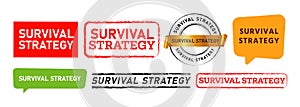 survival strategy circle stamp and speech bubble label sticker for mission survive plan photo