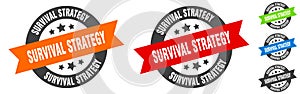 survival strategy stamp. survival strategy round ribbon sticker. tag