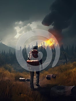 Survive the Wilderness: A Suspenseful Adventure Game for Lone Explorers with Fire, Backpack, and Hunting Rifle .