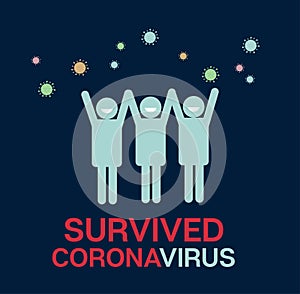 Survived Coronavirus Cartoon nCoV 19 Vector Poster. COVID-19 photo