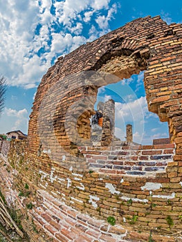 Surviving brickwork at Wat Phia Wat. Xieng Khuang, Laos.