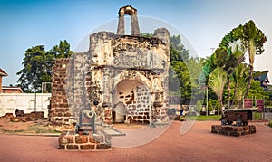 Surviving gate of the A Famosa fort in Malacca, Malaysia. Panorama