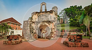 Surviving gate of the A Famosa fort in Malacca, Malaysia. Panorama