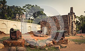 Surviving gate of the A Famosa fort in Malacca, Malaysia. Panorama photo