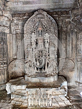 Surya god statue at Hoysaleswara Temple, Halebidu