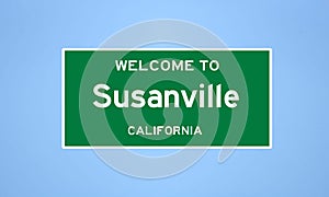 Susanville, California city limit sign. Town sign from the USA.