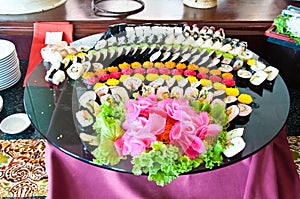 Sushi arranged