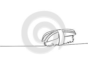Sushi, Avocado Nigiri-Zushi one line art. Continuous line drawing of sushi, japanese, food, roll, culture, tasty