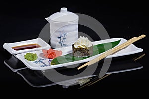 Sushi on bamboo leaf