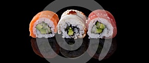 Sushi on a black background