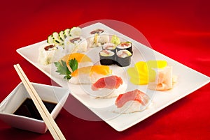 Sushi Bluefin Tuna Fish Varied with chopsticks