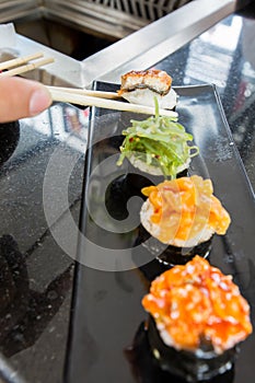 4 Sushi on the boat dish