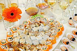 Sushi buffet table photo