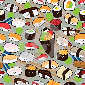 Sushi cartoon smile seamless