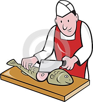 Sushi Chef Butcher Fishmonger Cartoon