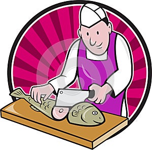 Sushi Chef Butcher Fishmonger Cartoon