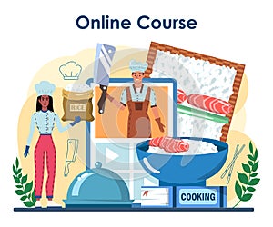 Sushi chef online service or platform. Restaurant chef cooking