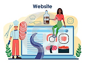 Sushi chef online service or platform. Restaurant chef cooking