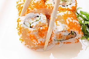 Sushi with chopstick
