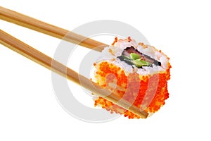 Sushi with chopsticks photo