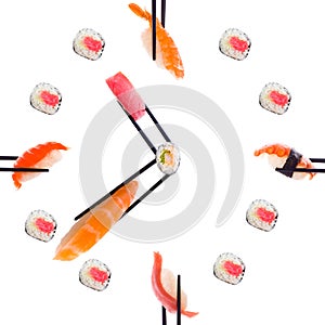 Sushi with chopsticks