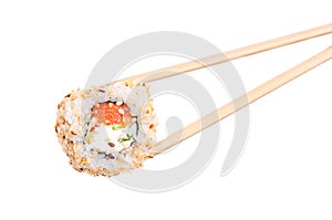 Sushi with chopsticks