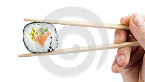 Sushi with chopsticks photo
