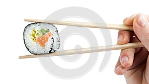 Sushi with chopsticks