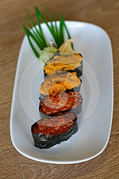 Sushi with chopsticks