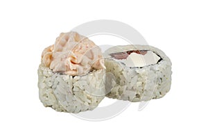 Sushi closeup isolated on white background