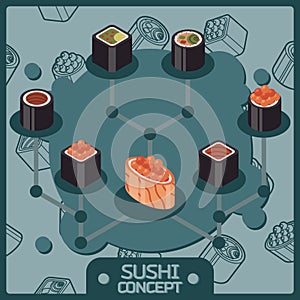 Sushi color isomeric concept icons