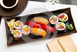 Sushi combo - uramaki, makis, nigiris photo