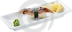 Sushi with eel Isolated on white